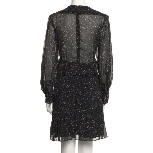 The Kooples Shooting Stars Pleated Ruffle Mini Dress Black White Chiffon 3 L - Picture 6 of 11